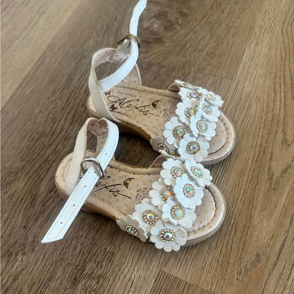 White Floral Toddler Sandals